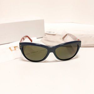 NEW Linda Farrow Luxe LFL/155/4 58mm Novelty Cat Eye Sunglasses Royal Blue Brown